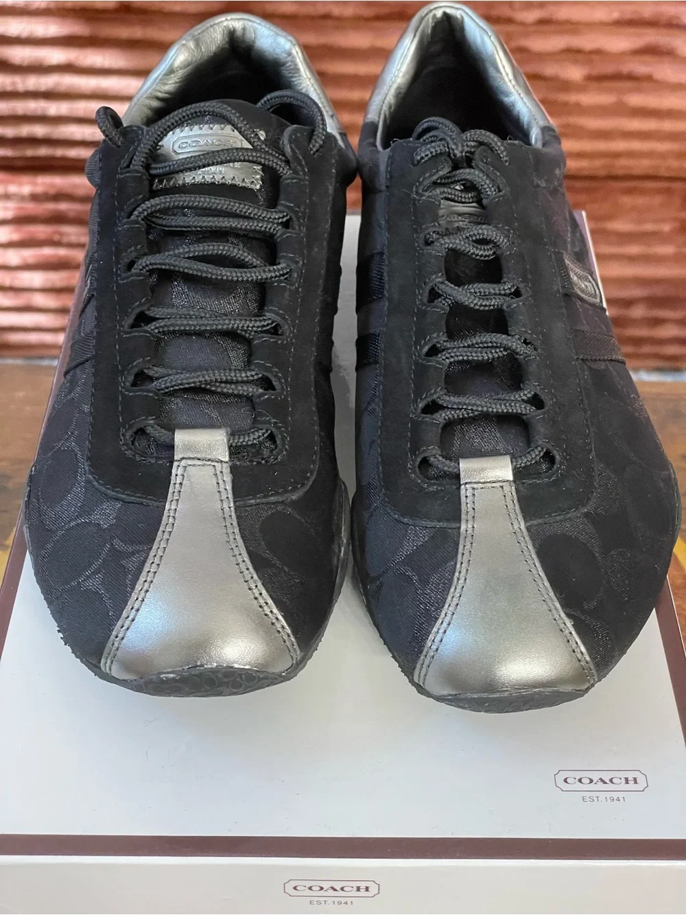 COACH Katelyn Y2K Black Signature Jacquard Sneakers Size 10
